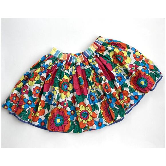 Little Bird Reversible Skirt - Retro Floral, Puckered Rainbow Stripe - 6-7 - Picture 4 of 8